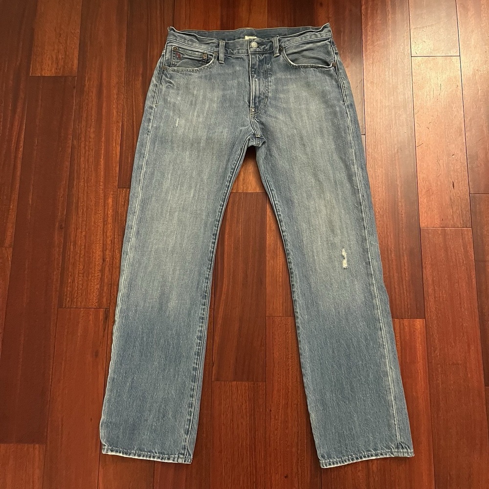 Polo Ralph Lauren Jeans Men 32x32 Blue Faded Distressed Workwear Vintage 67